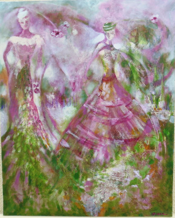 Peinture intitulée "demoiselles nature" par Sisca Couleurs, Œuvre d'art originale, Acrylique