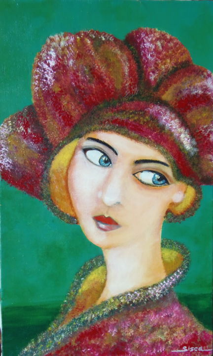 Painting titled "femme lainage" by Sisca Couleurs, Original Artwork, Acrylic