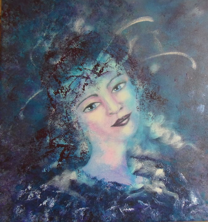 Painting titled "la belle en bleue" by Sisca Couleurs, Original Artwork, Acrylic
