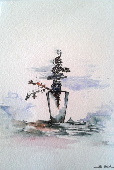 Peinture intitulée "L'aérien" par Sisca Couleurs, Œuvre d'art originale, Encre