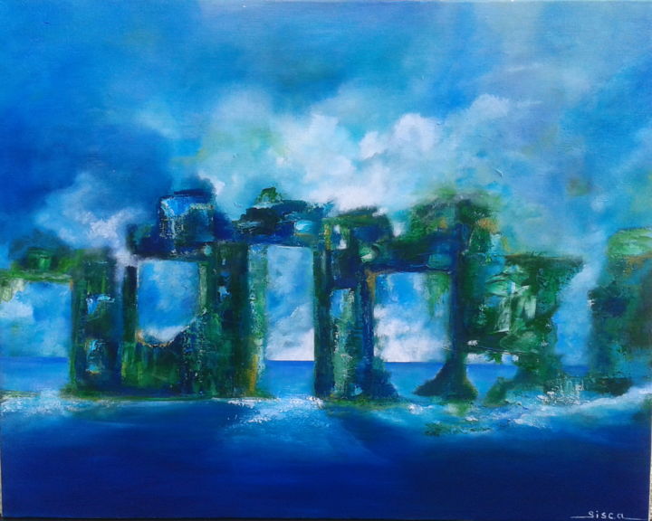 Pintura intitulada "Portique de l océan" por Sisca Couleurs, Obras de arte originais, Acrílico