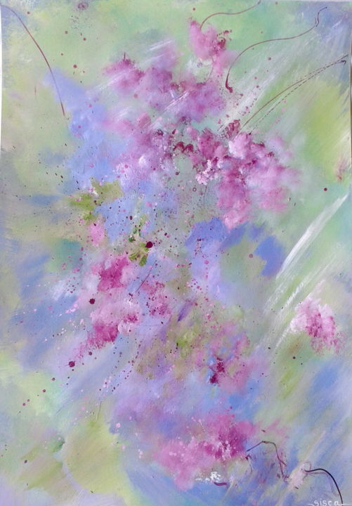 Painting titled "fleurs 1" by Sisca Couleurs, Original Artwork, Acrylic