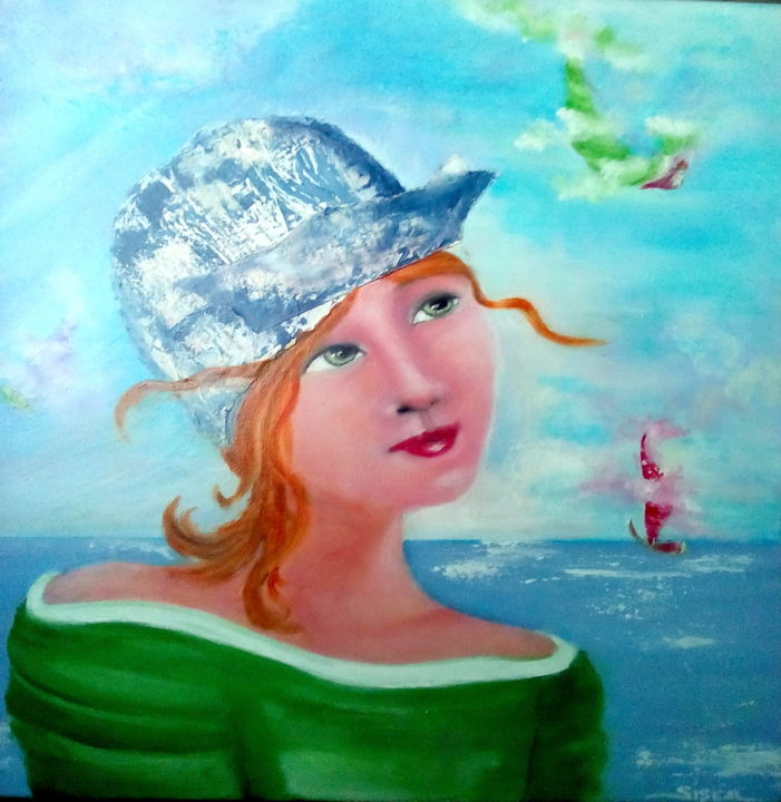 Painting titled "Bord de mer" by Sisca Couleurs, Original Artwork, Acrylic