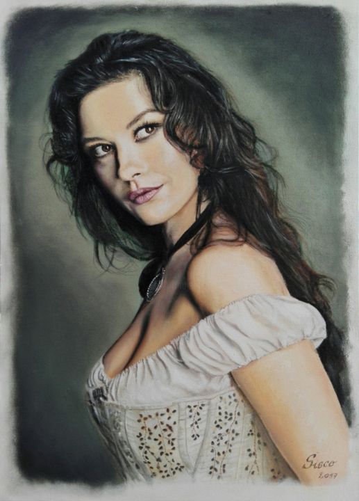 Schilderij getiteld "Catherine" door Sisco, Origineel Kunstwerk, Olie