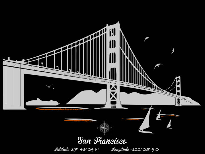 Digital Arts titled "San Francisco" by Sismart, Original Artwork, Digital Painting