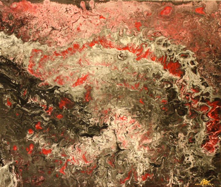 Malerei mit dem Titel "Pink marble wave" von Sissi.B, Original-Kunstwerk, Acryl Auf Keilrahmen aus Holz montiert