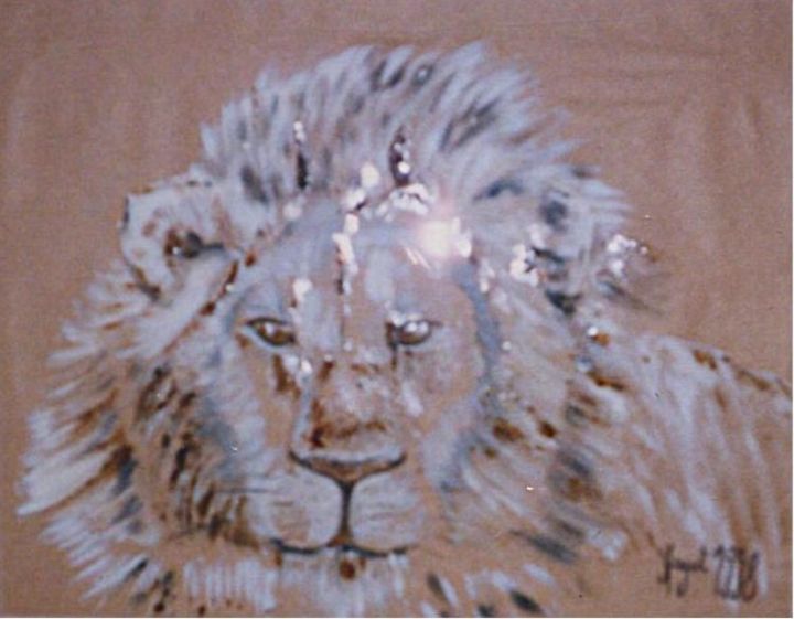 Peinture intitulée "Le lion" par Sylvie Briand, Œuvre d'art originale, Huile