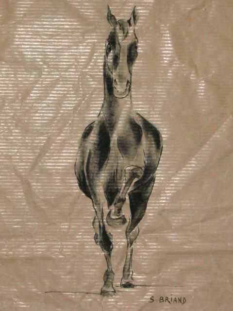 Painting titled "Le Trot" by Sylvie Briand, Original Artwork, Oil