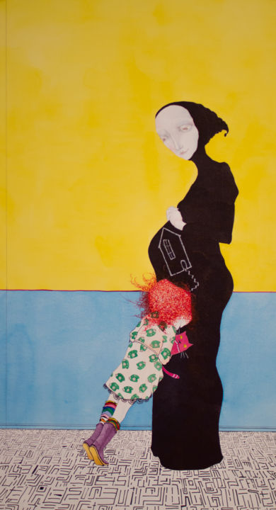 Картина под названием "Back Home" - Sisso, Подлинное произведение искусства, Чернила