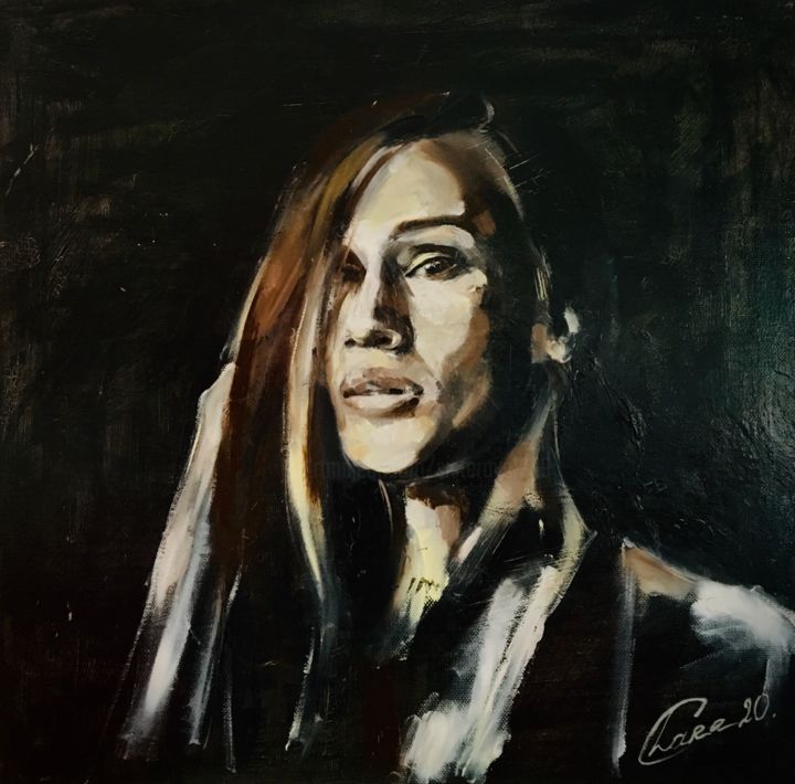Картина под названием "Portrait de jeune f…" - Larisa Caloin, Подлинное произведение искусства, Масло Установлен на Деревянн…
