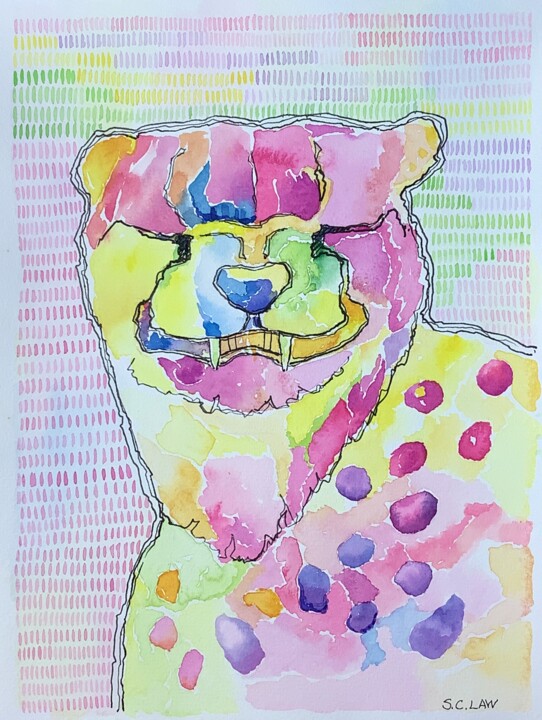 Painting titled "Happy face" by Siu Chong Law Luo Shao Zhuang, Original Artwork, Watercolor