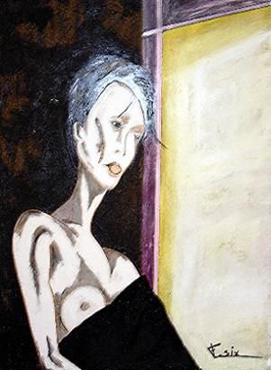 Painting titled "dame blanche" by Fabrice Six, Original Artwork