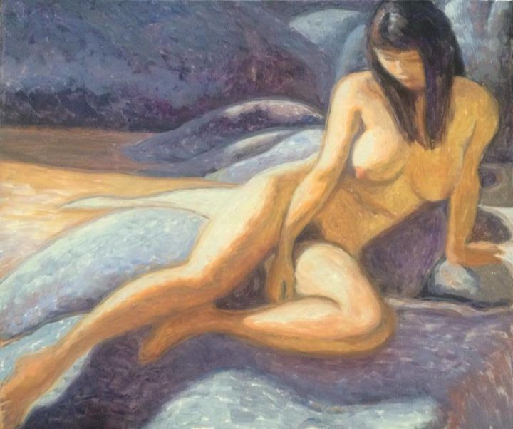 Painting titled "Naked woman" by Siyu Sun, Original Artwork, Oil
