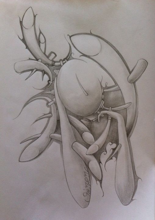 Drawing titled "perso-mb-4" by Sizer - Galerie Officielle, Original Artwork, Pencil
