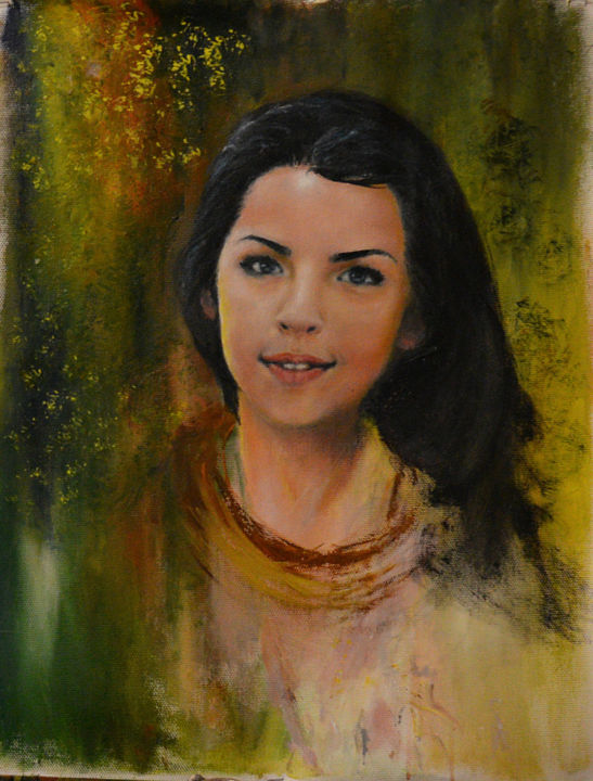 Painting titled "доча" by En, Original Artwork, Oil