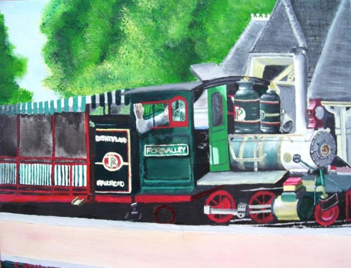 Pintura intitulada "Disney Train" por Sarah Johnson, Obras de arte originais