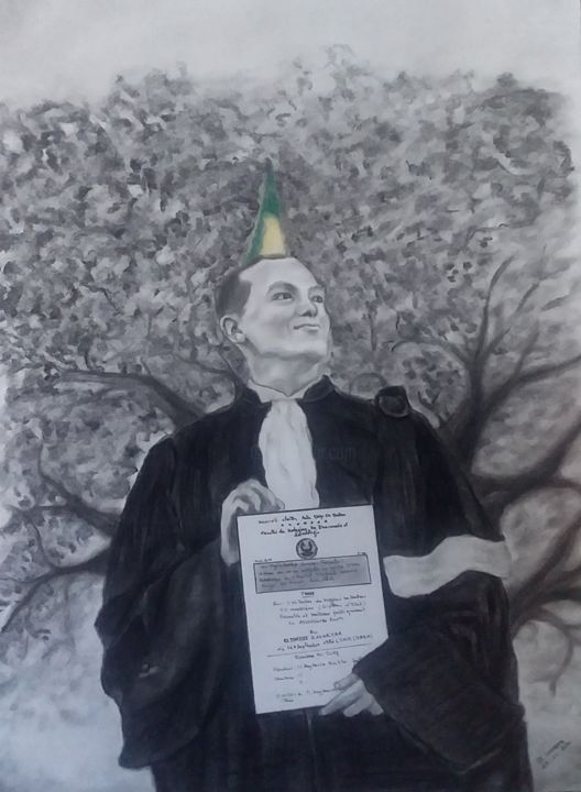 Σχέδιο με τίτλο "Graduación" από Soukaina El Idrissi, Αυθεντικά έργα τέχνης, Γραφίτης