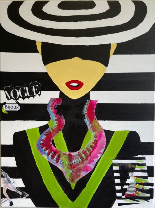 Peinture intitulée "Miss Bijoux #11" par Gaelle Skura, Œuvre d'art originale, Acrylique