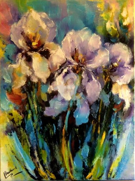 Peinture intitulée "Les iris" par Doubovik, Œuvre d'art originale