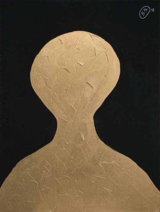 Malerei mit dem Titel ""Golden person".jpeg" von Skaiste Semenike, Original-Kunstwerk, Acryl