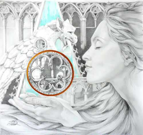 Рисунок под названием "Notre Dame" - Rita Kortshok, Подлинное произведение искусства, Графит