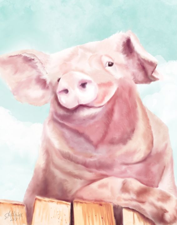 Peinture intitulée "Percy Pig" par Tina-Marie Appleby, Œuvre d'art originale, Aquarelle