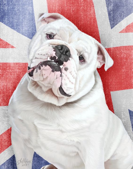 Malarstwo zatytułowany „British Bulldog” autorstwa Tina-Marie Appleby, Oryginalna praca, Pastel