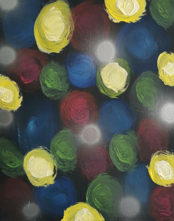Painting titled "Bullet Bouquet" by Helena Zollner, Original Artwork, Acrylic