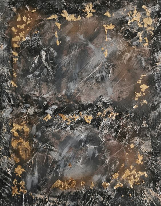 Painting titled "Golden Patina" by Helena Zollner, Original Artwork, Acrylic