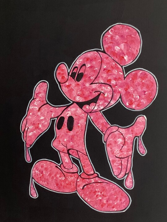 Painting titled "Pink Mouse" by Helena Zollner, Original Artwork, Acrylic