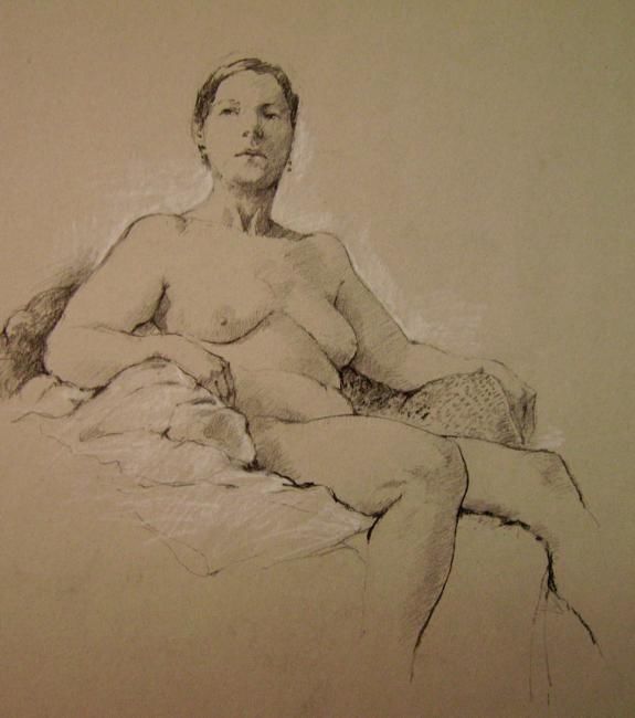 Drawing titled "seated female front…" by Raymond Skibinski, Original Artwork
