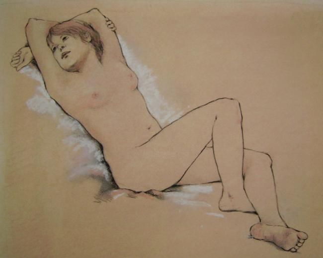 Drawing titled "Nude with knee up /…" by Raymond Skibinski, Original Artwork