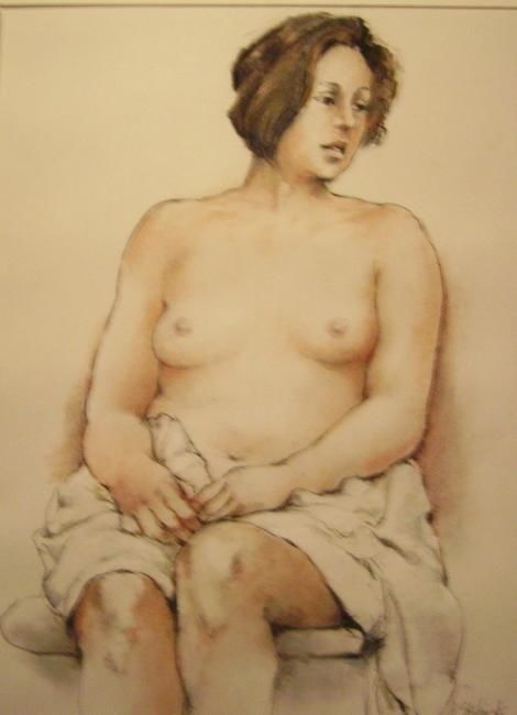 Drawing titled "female nude seated…" by Raymond Skibinski, Original Artwork