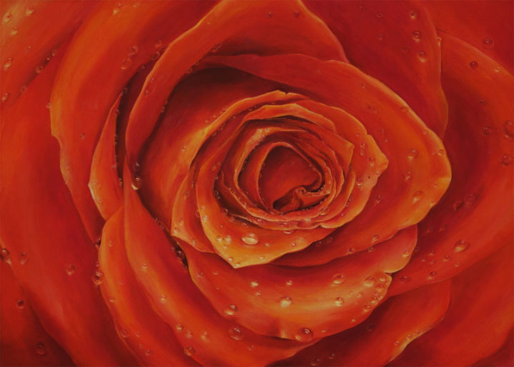 Painting titled "die Rose" by Anna Lang, Original Artwork, Oil