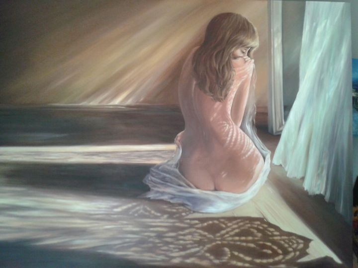 Painting titled "Nokturn" by Anna Lang, Original Artwork, Oil