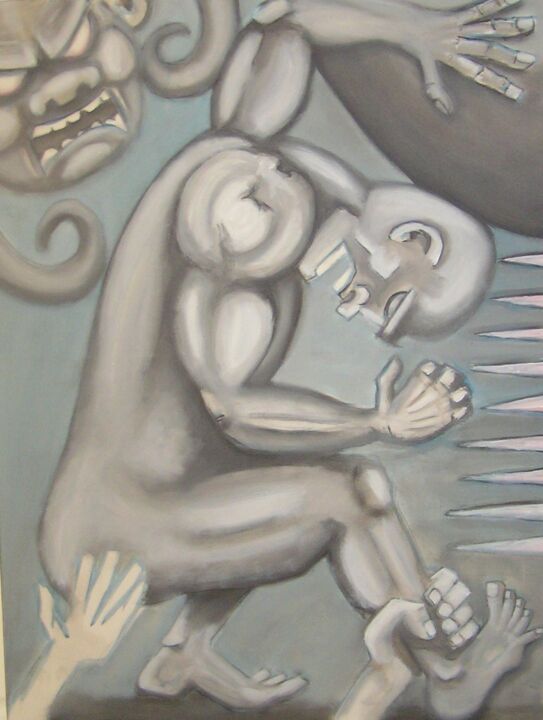 Painting titled "Sisyphos²" by Skilderart, Original Artwork, Acrylic