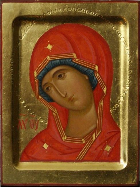 Peinture intitulée "The icon of Virgin…" par Ikona-Skiniya, Œuvre d'art originale