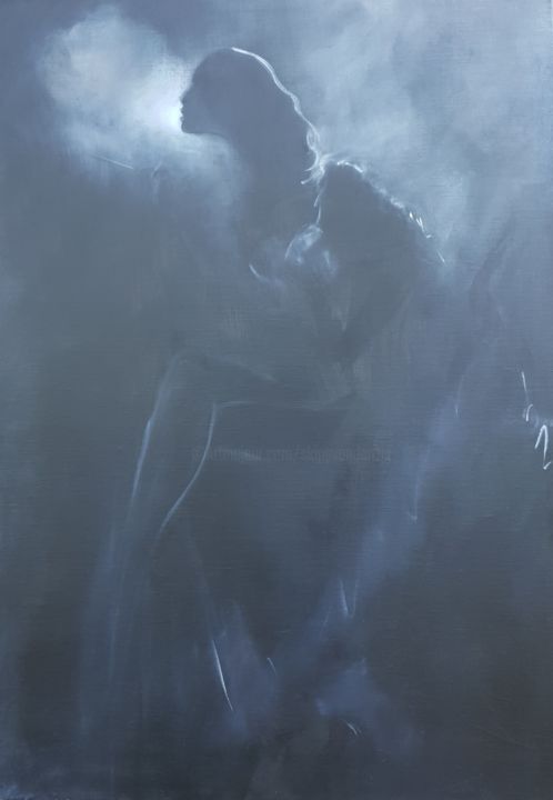 Pittura intitolato "smoking" da Skipp Von Danzig, Opera d'arte originale, Olio Montato su Telaio per barella in legno
