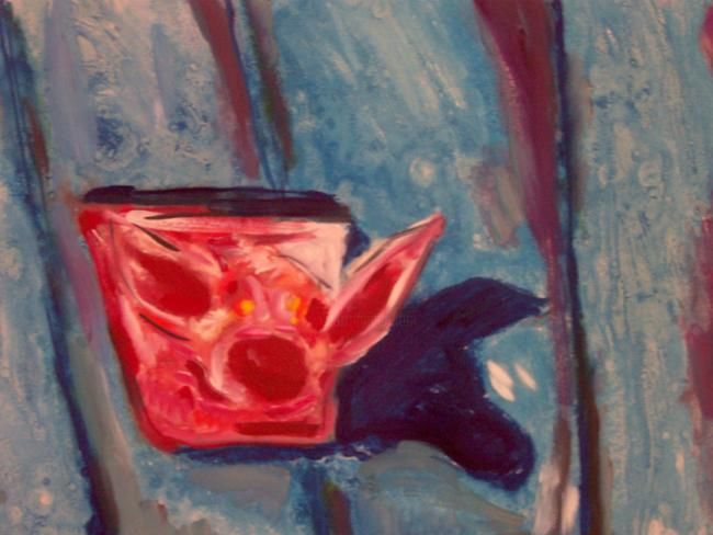 Painting titled "Dark Pig on Fence" by John Toxey, Original Art,