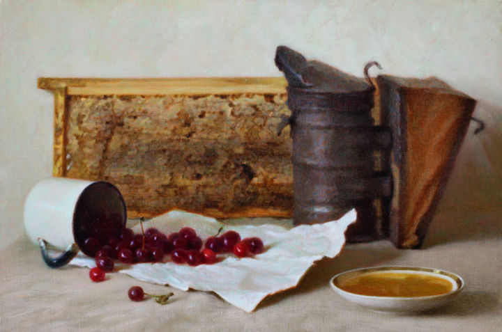 Картина под названием "Oh, cherries scatte…" - Igor Skorikov, Подлинное произведение искусства, Масло