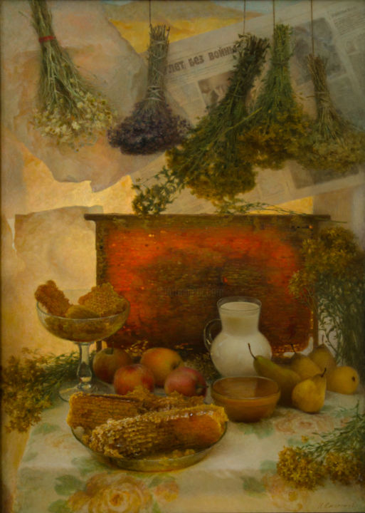 Schilderij getiteld "Red honey .jpg" door Igor Skorikov, Origineel Kunstwerk, Olie