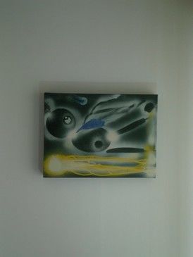 Schilderij getiteld "PROTON" door Skray, Origineel Kunstwerk, Olie