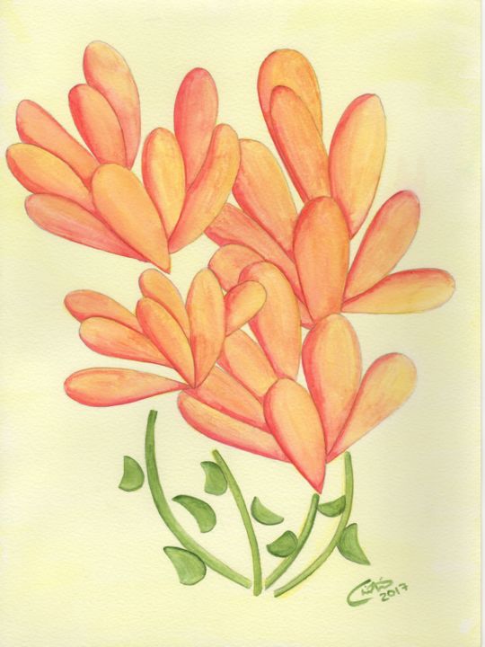 Painting titled "orangeyellowdballoo…" by Christina Desousa, Original Artwork, Watercolor