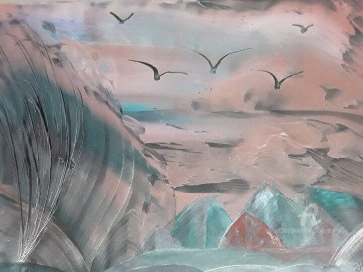 Digital Arts titled "Dark winds" by Heather Prosser, Original Artwork, Encaustic