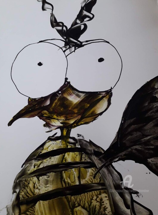 Digital Arts titled "Comedy Bumble bee" by Heather Prosser, Original Artwork, Encaustic