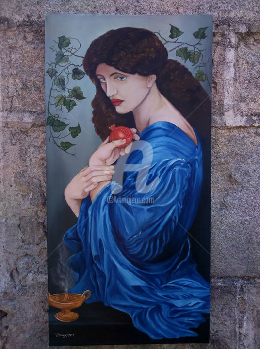 Painting titled "Rainha de Hades" by Cândido Araújo, Original Artwork, Oil