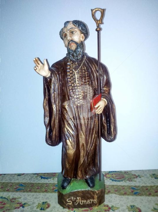 Sculpture titled "Santo Amaro" by Cândido Araújo, Original Artwork, Wood