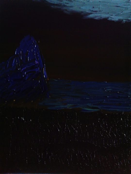 Painting titled "night mountain" by Anton White, Original Artwork, Oil