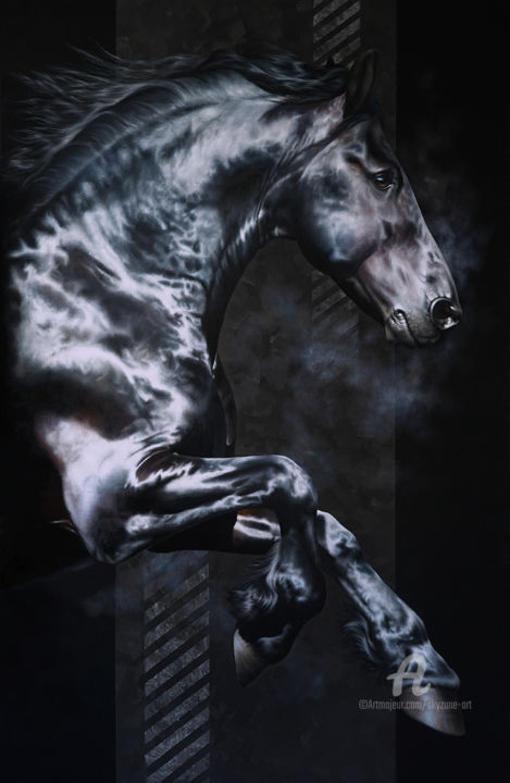 Peinture intitulée "AKATAGNOSTOS Horse…" par Skyzune Art, Œuvre d'art originale, Huile Monté sur Châssis en bois