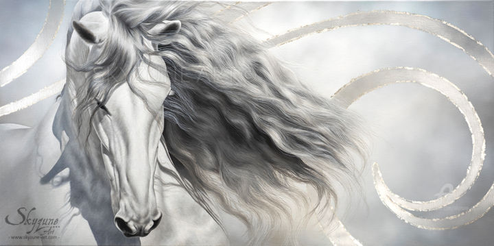 「Horse painting art…」というタイトルの絵画 Skyzune Artによって, オリジナルのアートワーク, オイル